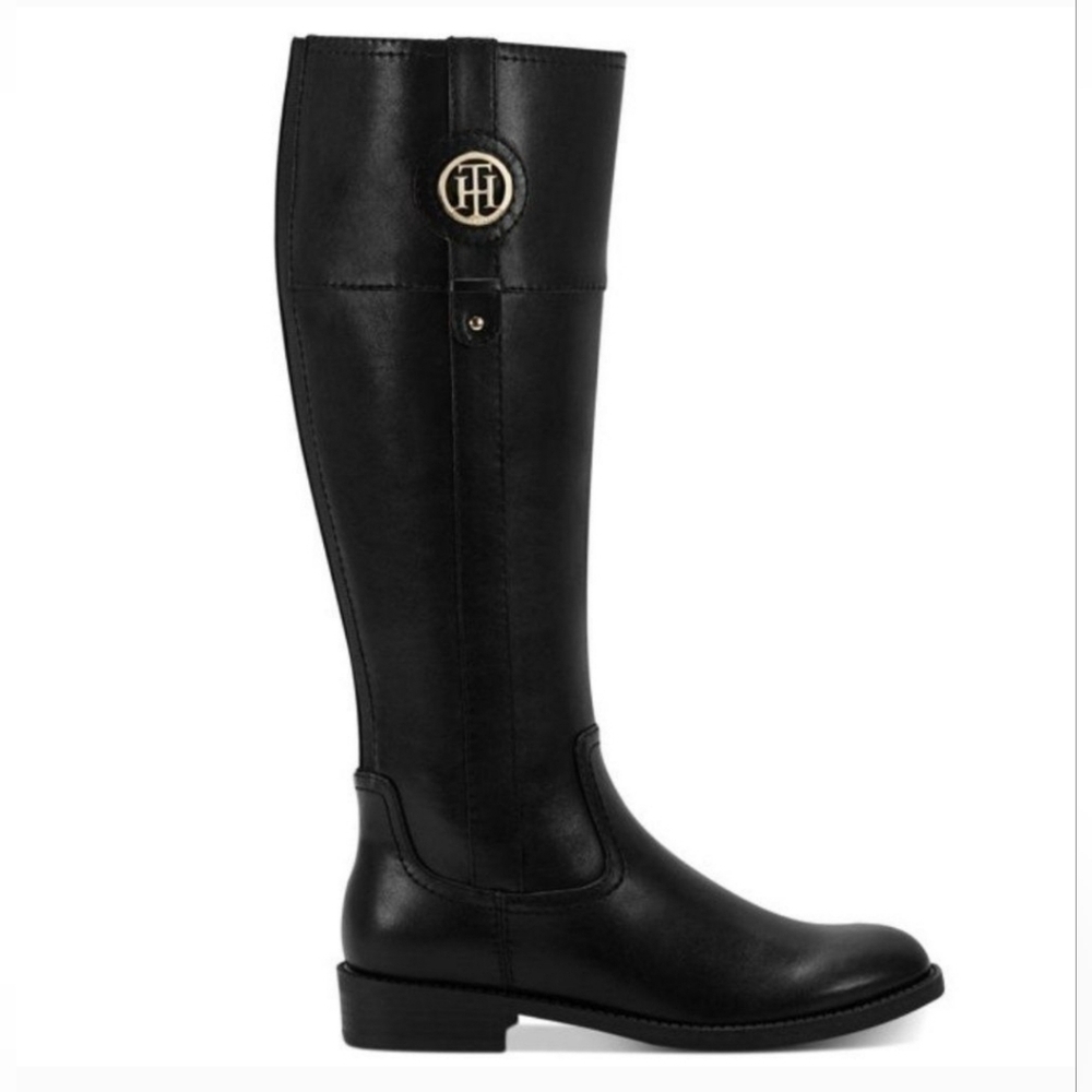 Tommy Hilfiger Wome'ns Imina Faux Leather Knee-High Riding Boots 6.5